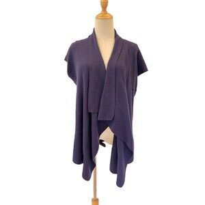 Ted Baker Purple Short Sleeve Wrap Sweater Waterfall Cardigan Sm Wool Cashmere